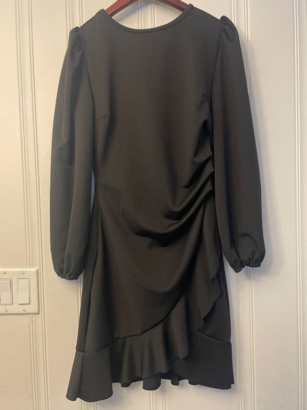 Black Long Puff Sleeve Bodycon Mini Dress - Picture 4 of 9